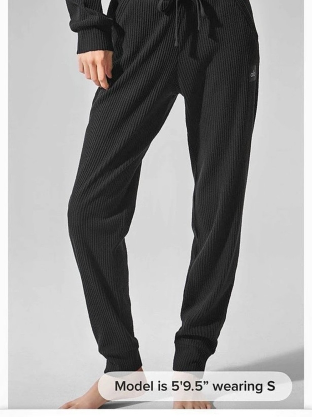 Alo Muse Sweatpant Ribbed Black Jogger Pants